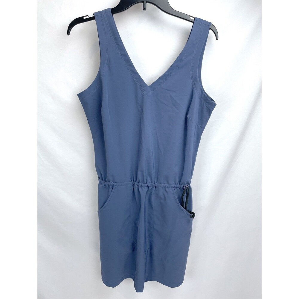 Toad & Co. Small Liv‎ Dress Indigo Sleeveless Cinch Waist Pockets UPF 40+